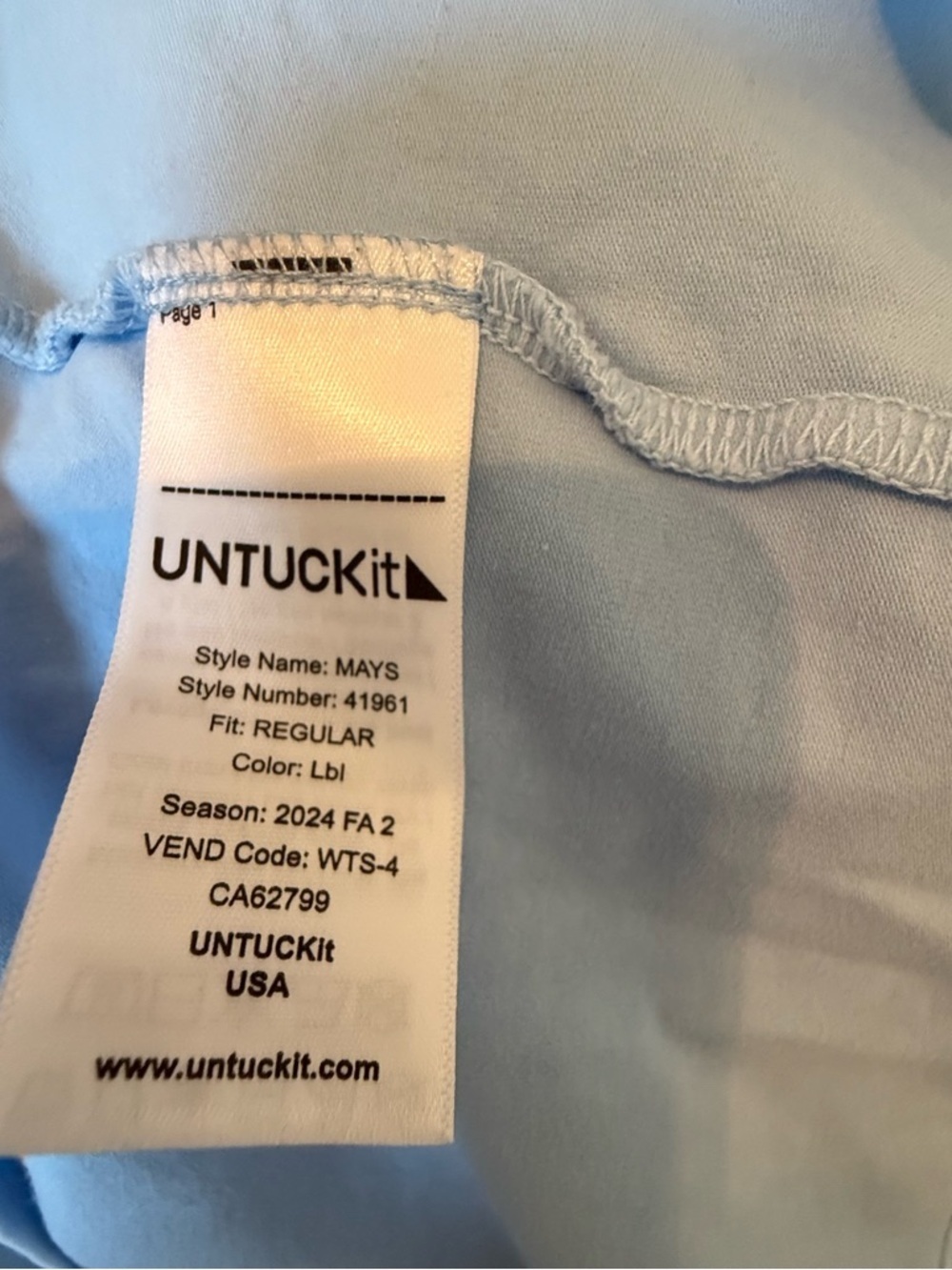UNTUCKit Mays Polo Shirt Mens Large Blue Long Sleeve Cotton Stretch Casual - Picture 5 of 5